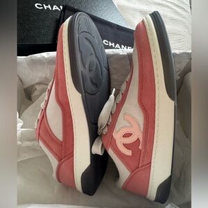 Chanel Women's Pink and Cream Sneakers brand New with box dust bags size 36